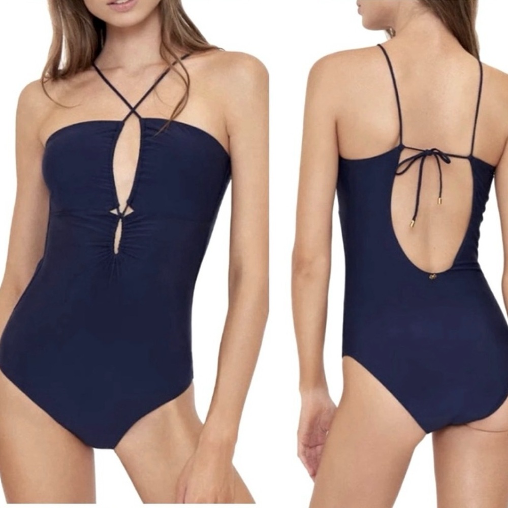 🆕 PQ SWIM KEYHOLE BRAIDED ONE PIECE SWIMSUIT IN NAVY TIDE